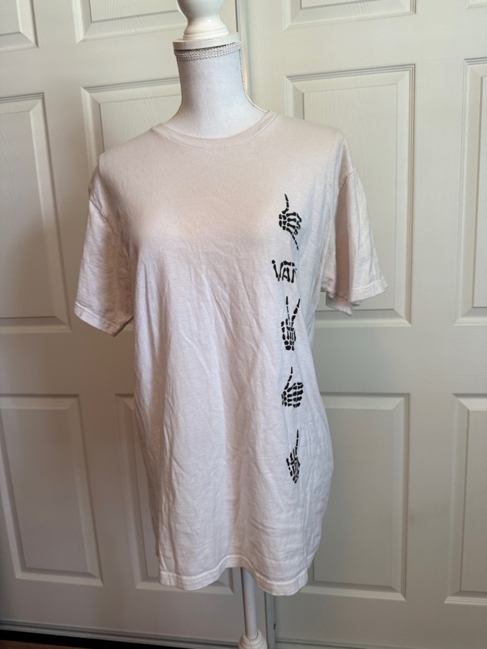 Vans White Classic Fit Tee with Black Logo Print